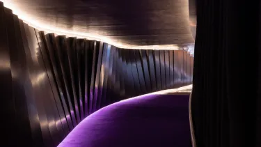 New corridor to the Concert Hall with purple carpet.