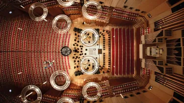 Birds eye view of the Sydney Opera House Concert Hall.