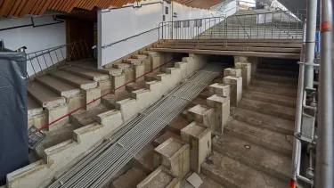 The Concert Hall lift passageway under construction.