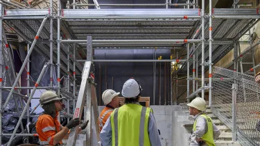 The Concert Hall lift passageway under construction.