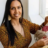 A Barkindtji, Maraura, Yorta Yorta, Duduroa woman with long, straight, dark hair and big gold earrings